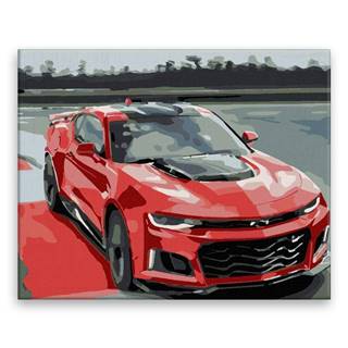 Malujsi Maľovanie podľa čísel - Červený Chevrolet - 50x40 cm,  plátno vypnuté na rám