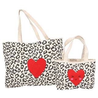 Princess Mimi Súprava nákupných tašiek ,  Lepordí vzor so srdcom,  pre matku s dcérou