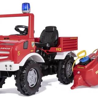 Rolly Toys  Šliapací traktor Unimog hasiči s pumpou a striekačkou značky Rolly Toys