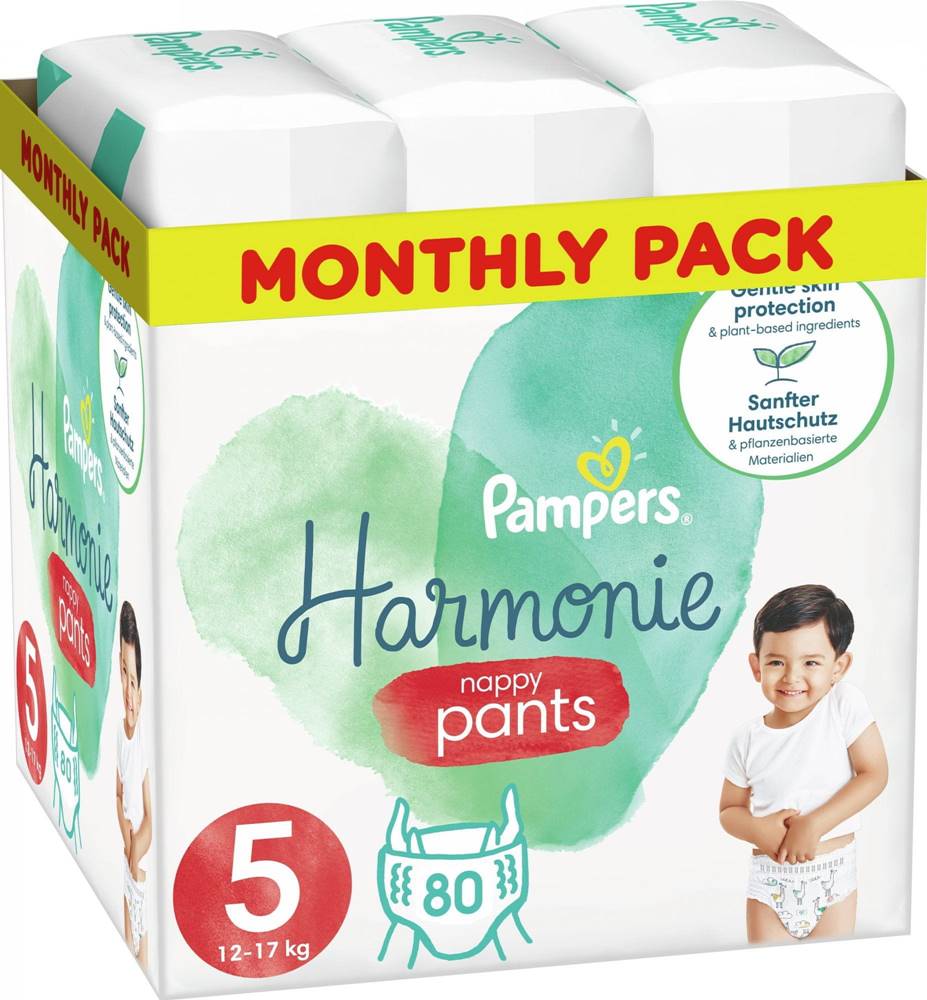 Pampers  Plienkové nohavičky Pants Harmonie Veľkosť 5,  80 Plienok,  12kg - 17kg  značky Pampers