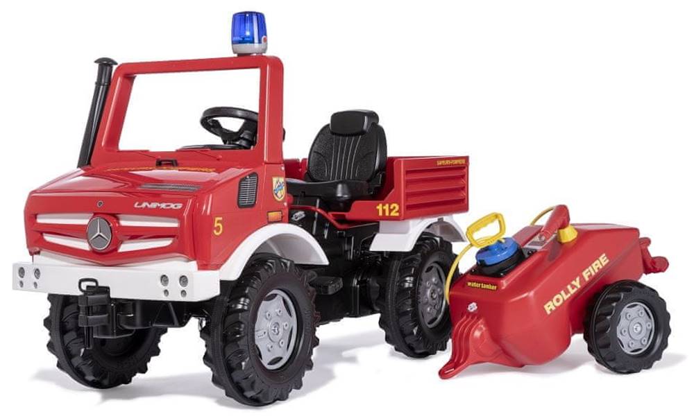 Rolly Toys  Šliapací traktor Unimog hasiči s pumpou a striekačkou značky Rolly Toys