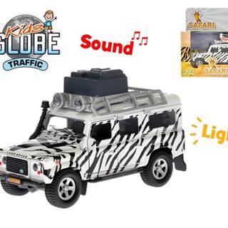 Mikro Trading Auto Land Rover safari 14 cm kov spätný chod na batérie so svetlom a zvukom