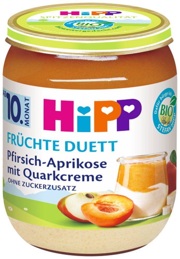 HiPP  BIO Ovocný duet Broskyňa - Marhuľa s tvarohovým krémom od 10. mesiaca,  160 g značky HiPP