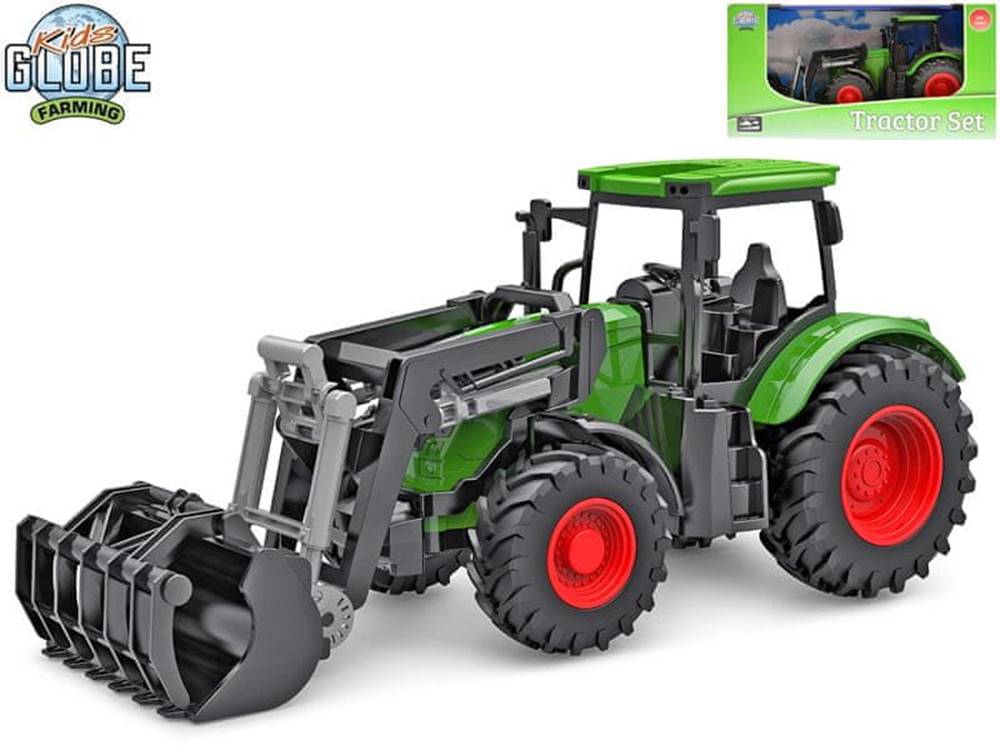 Kids Globe  traktor zelený s predným nakladačom voľný chod 27 cm značky Kids Globe