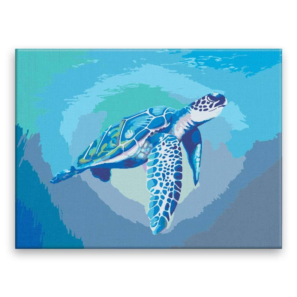 Malujsi  Maľovanie podľa čísel - Modrá morská korytnačka - 80x60 cm,  bez dreveného rámu značky Malujsi