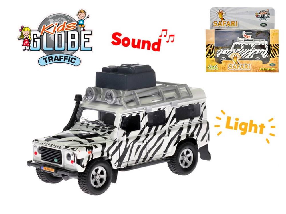 Mikro Trading  Auto Land Rover safari 14 cm kov spätný chod na batérie so svetlom a zvukom značky Mikro Trading