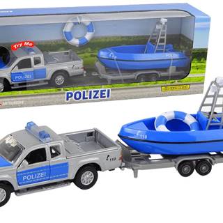 Lean-toys  Terénne policajné auto s motorovým člnom Blue Sound 510614 značky Lean-toys