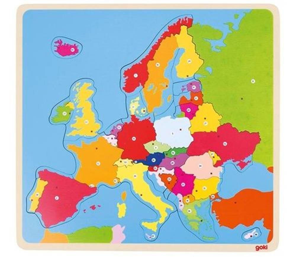 Vidaxl Dřevěné puzzle Mapa Evropy 35 dílků značky Vidaxl