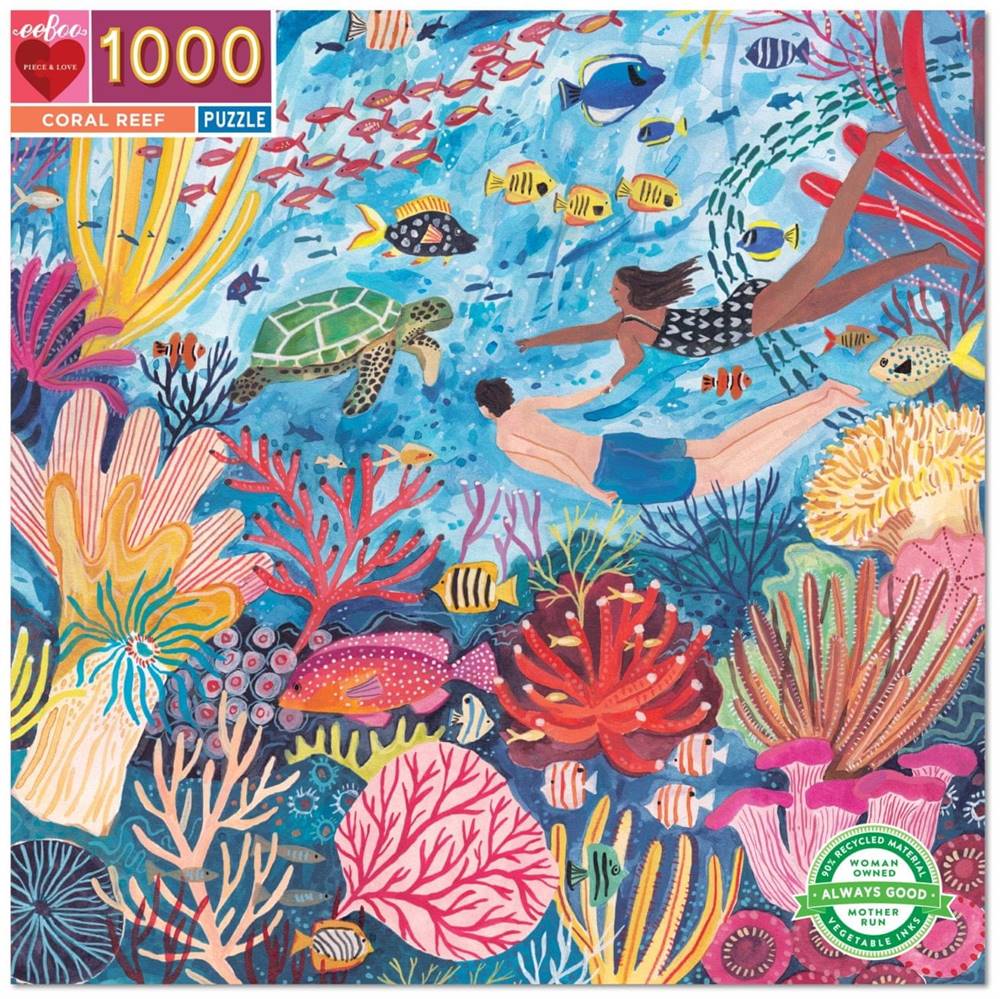 eeBoo  Štvorcové puzzle Koralový útes 1000 dielikov značky eeBoo