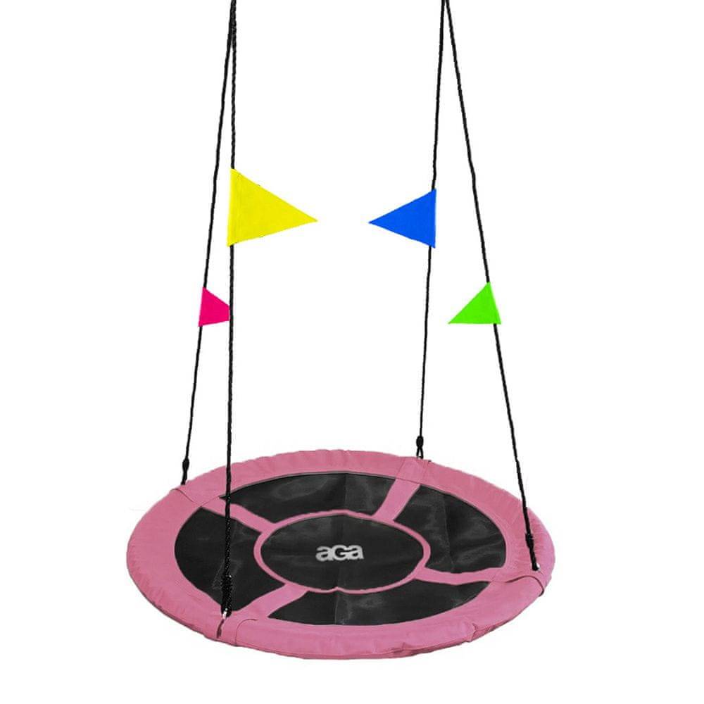 Aga  Závesný hojdací kruh 110 cm Ružový s vlajkami značky Aga