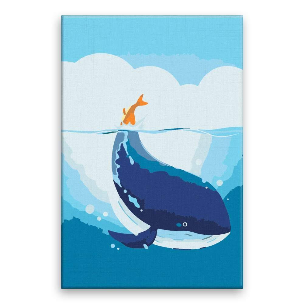 Malujsi  Maľovanie podľa čísel - Veľryba s oranžovým chvostom - 40x60 cm,  plátno vypnuté na rám značky Malujsi