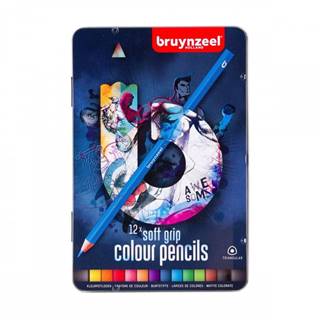 Bruynzeel  Farbičky trojhranné,  pogumované,  modré 12ks značky Bruynzeel