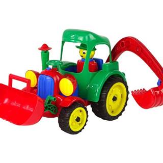 Lean-toys Veľké traktorové rýpadlo s obrázkovými gumenými kolesami s pohyblivými lyžicami