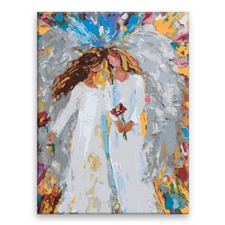 Malujsi Maľovanie podľa čísel - Dvaja anjeli vo farbách 02 - 30x40 cm,  bez dreveného rámu