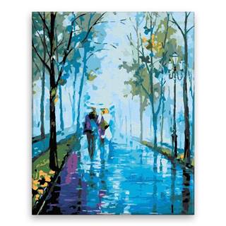 Malujsi Maľovanie podľa čísel - Prechádzka v daždi - 40x50 cm,  bez dreveného rámu