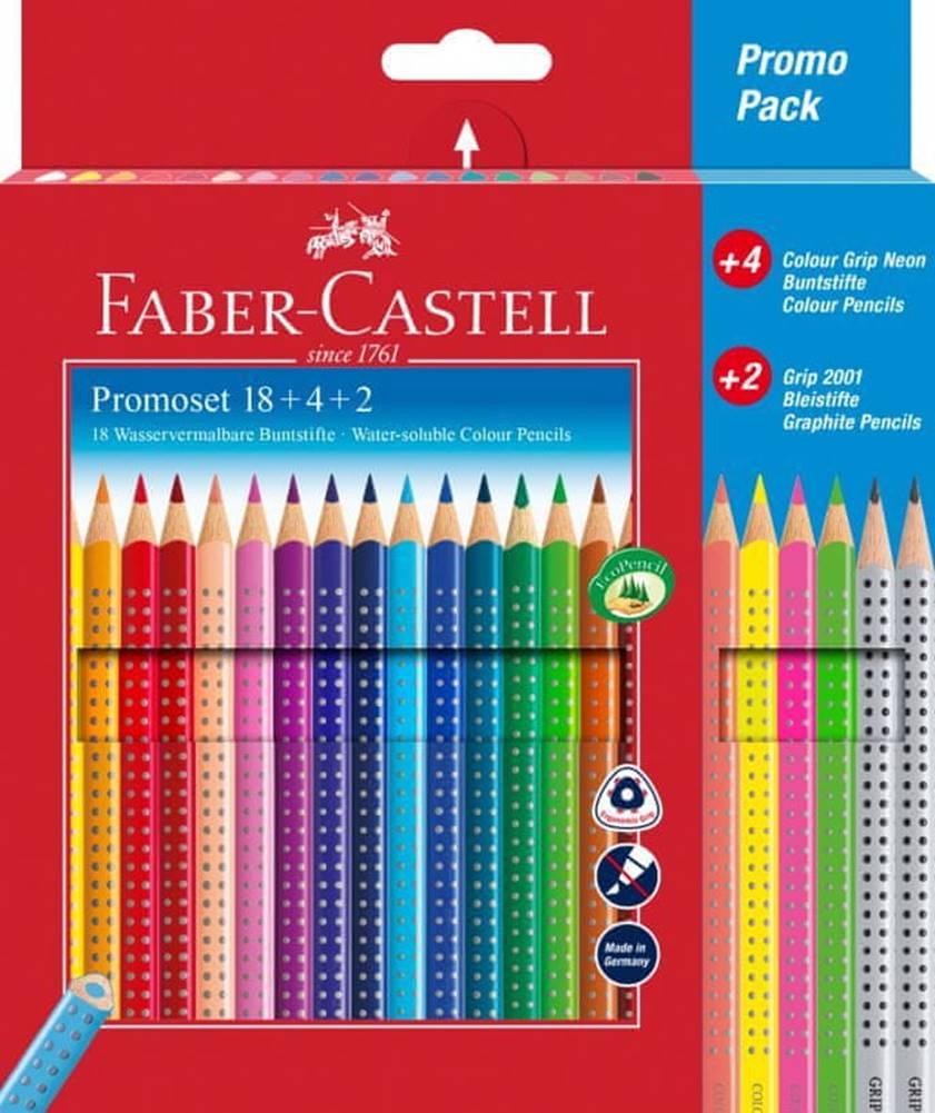 Faber-Castell  Pastelky akvarelové Colour Grip 18 farebné set+4 Grip neón+2grafitové ceruzky Grip značky Faber-Castell