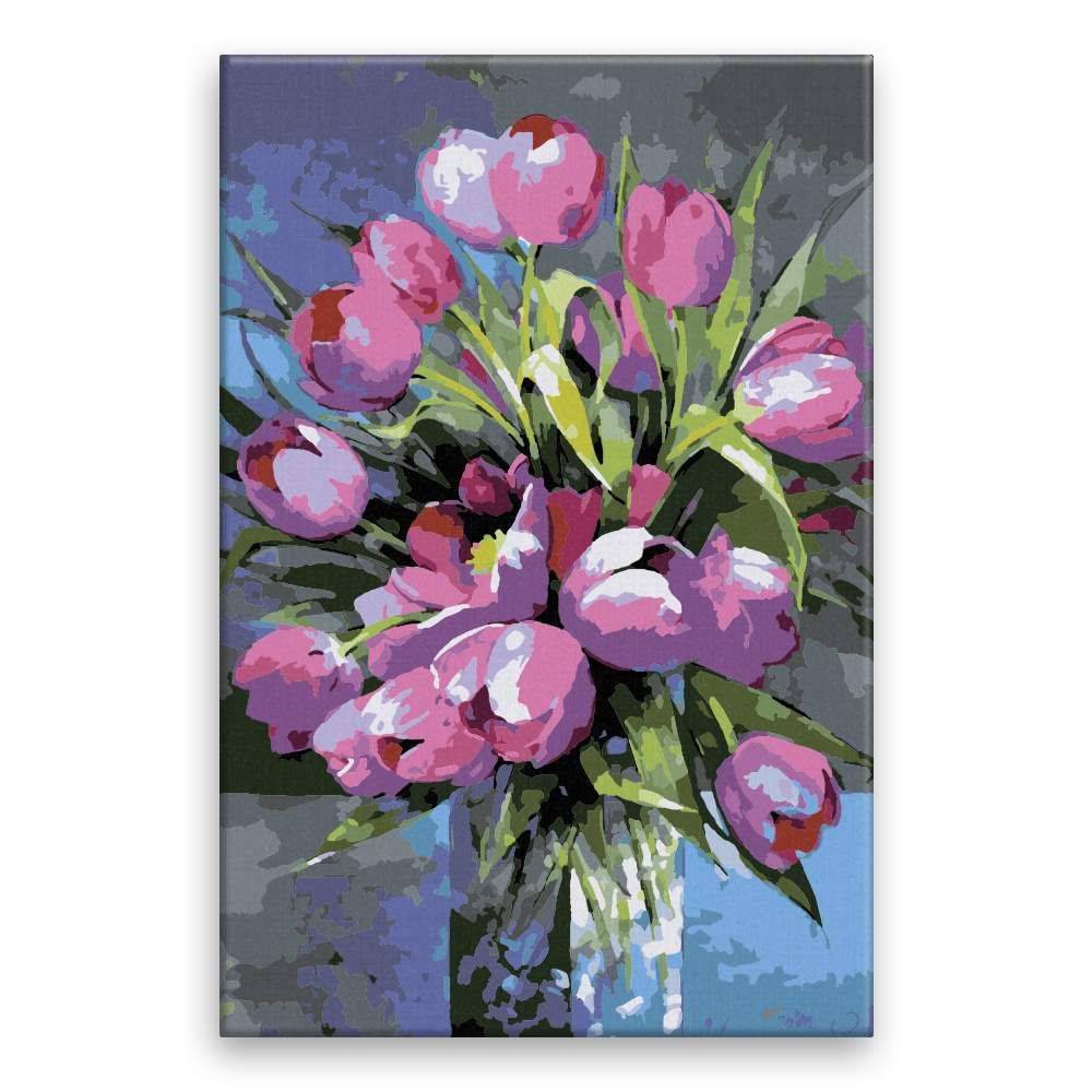 Malujsi  Maľovanie podľa čísel - Fialové tulipány - 80x120 cm,  plátno vypnuté na rám značky Malujsi