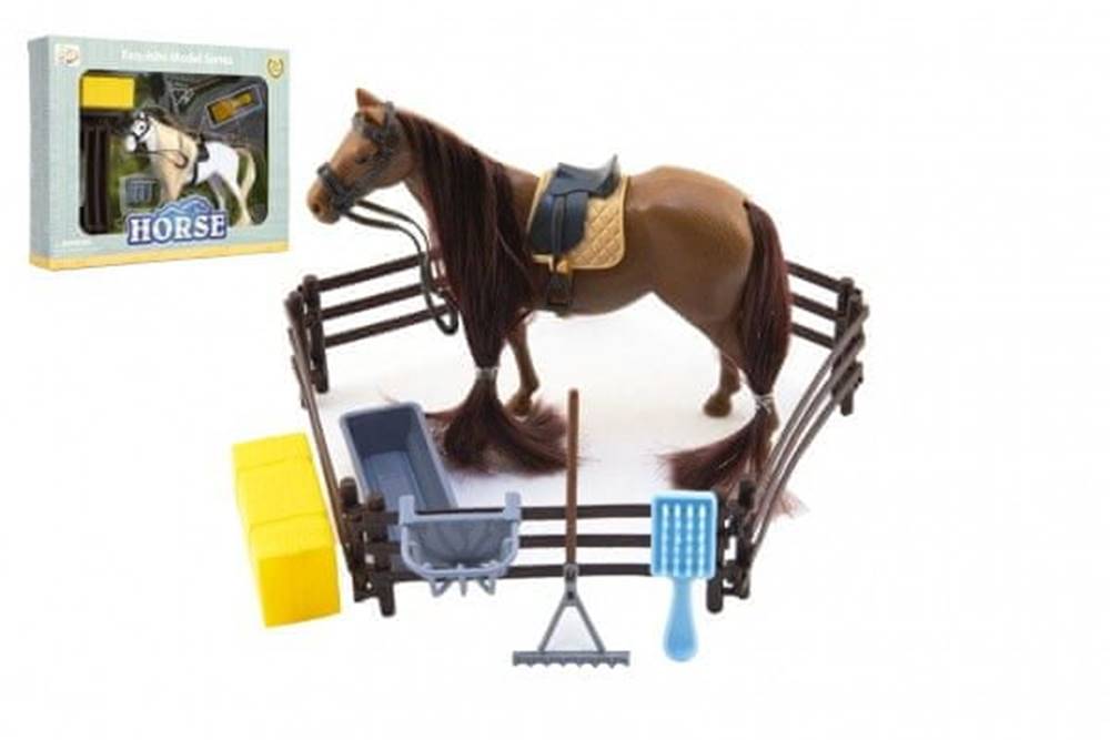 Teddies  Kôň česací s doplnkami a ohradou plast v krabici 28x22x5, 5cm značky Teddies