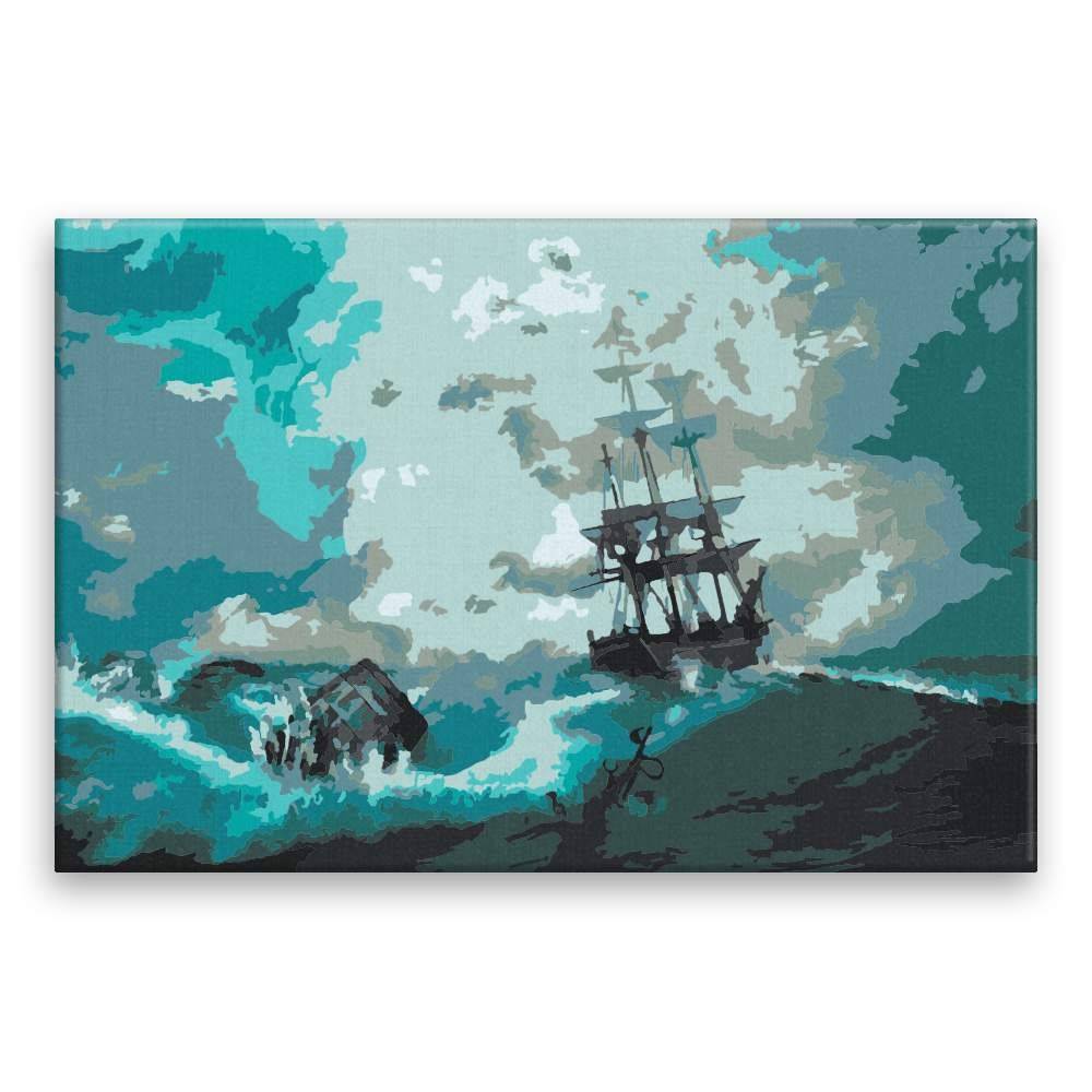 Malujsi  Maľovanie podľa čísel - Divoká búrka na mori - 120x80 cm,  plátno vypnuté na rám značky Malujsi