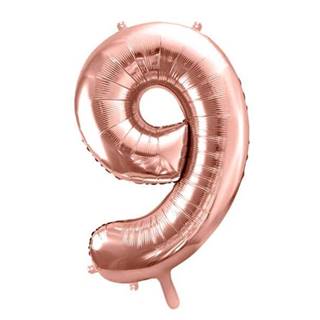 PartyDeco Fóliový balón Číslo 9 ružovo zlatý 86cm