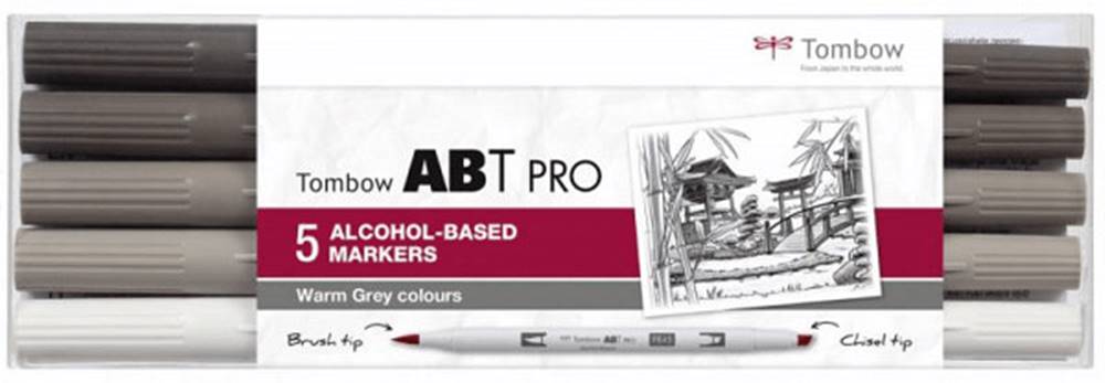 Beliani Tombow Obojstranný alkoholový popisovač ABT PRO - teplé sivé farby 5 ks značky Beliani