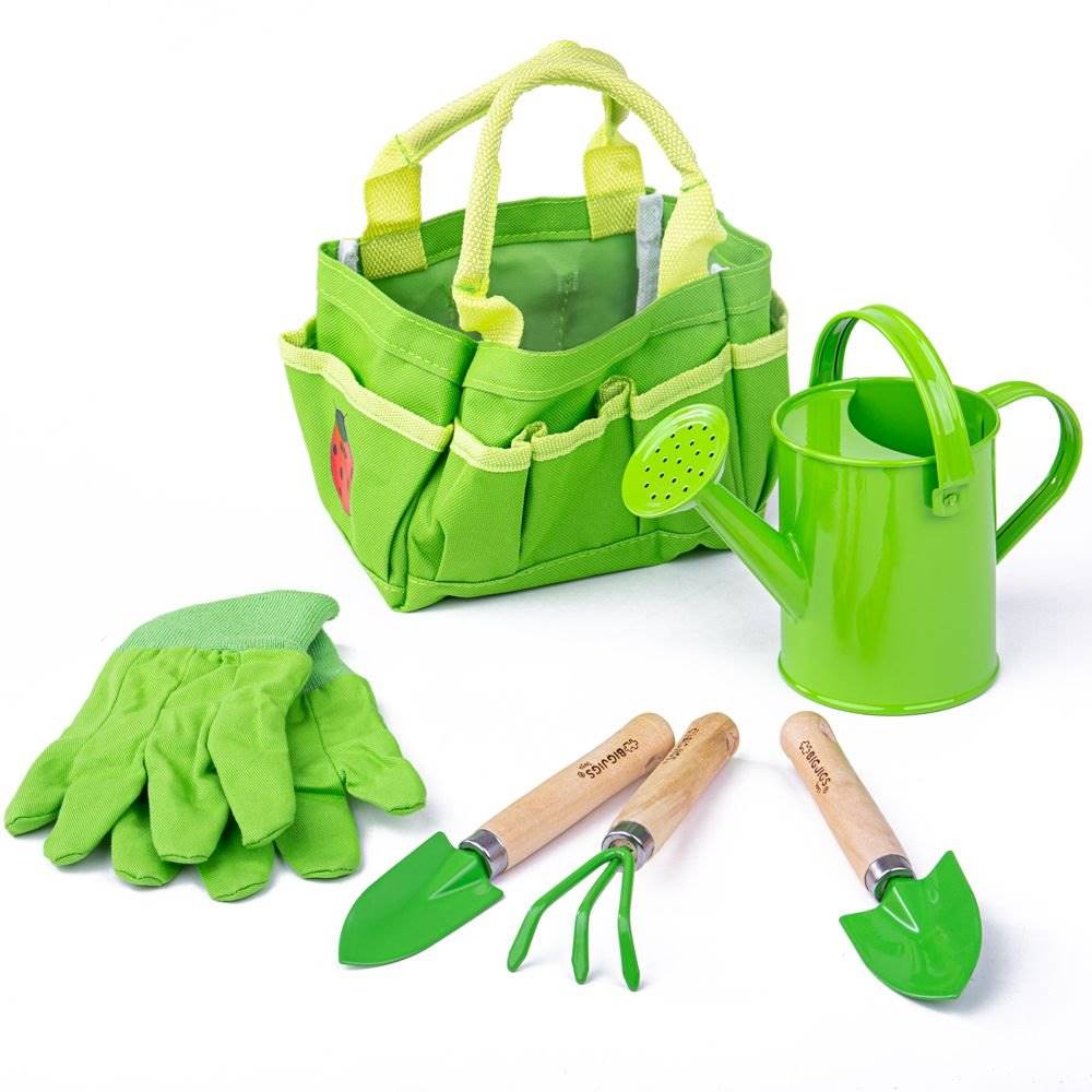 Bigjigs Toys  Záhradný set náradia v plátennej taške zelený značky Bigjigs Toys