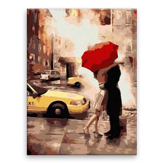 Malujsi Maľovanie podľa čísel - Láska pod dáždnikom - 60x80 cm,  bez dreveného rámu