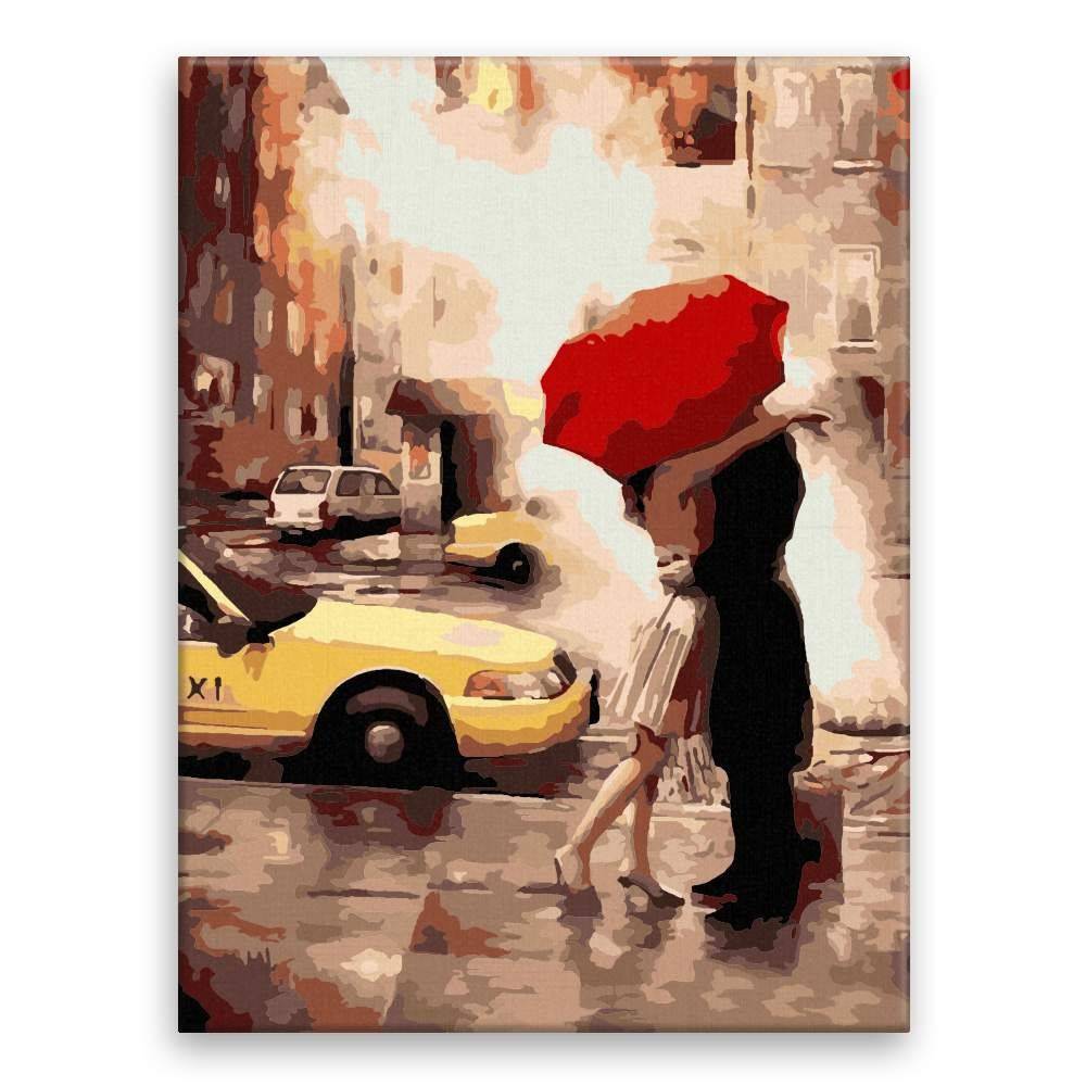 Malujsi  Maľovanie podľa čísel - Láska pod dáždnikom - 60x80 cm,  bez dreveného rámu značky Malujsi