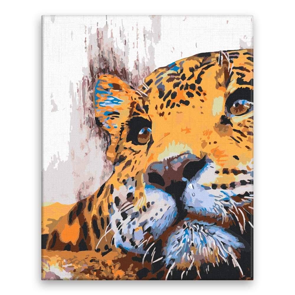 Malujsi  Maľovanie podľa čísel - Odpočívajúci jaguár - 80x100 cm,  plátno vypnuté na rám značky Malujsi
