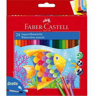 Faber-Castell Pastelky akvarelové set 24 farebné + štetec v pap.krab.