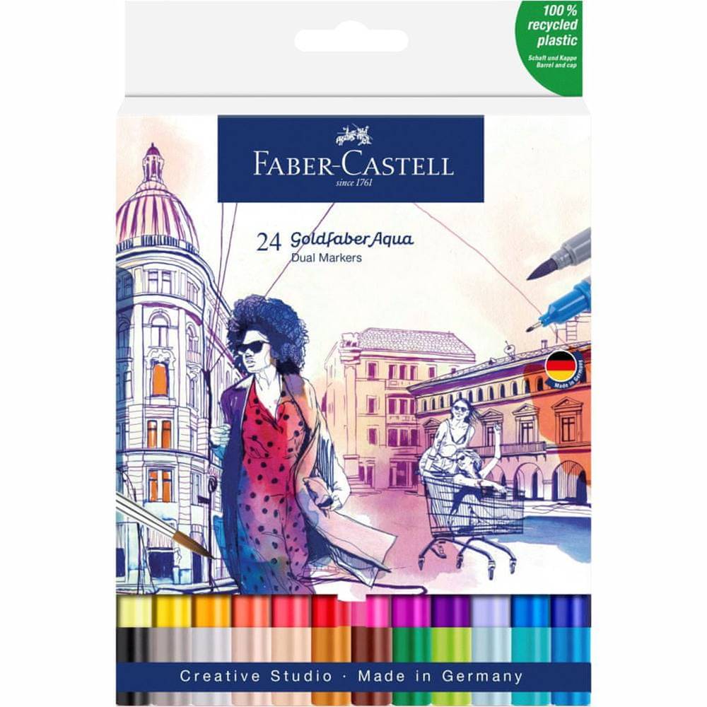 Faber-Castell  Popisovače Goldfaber Aqua Dual set 24 farebné značky Faber-Castell