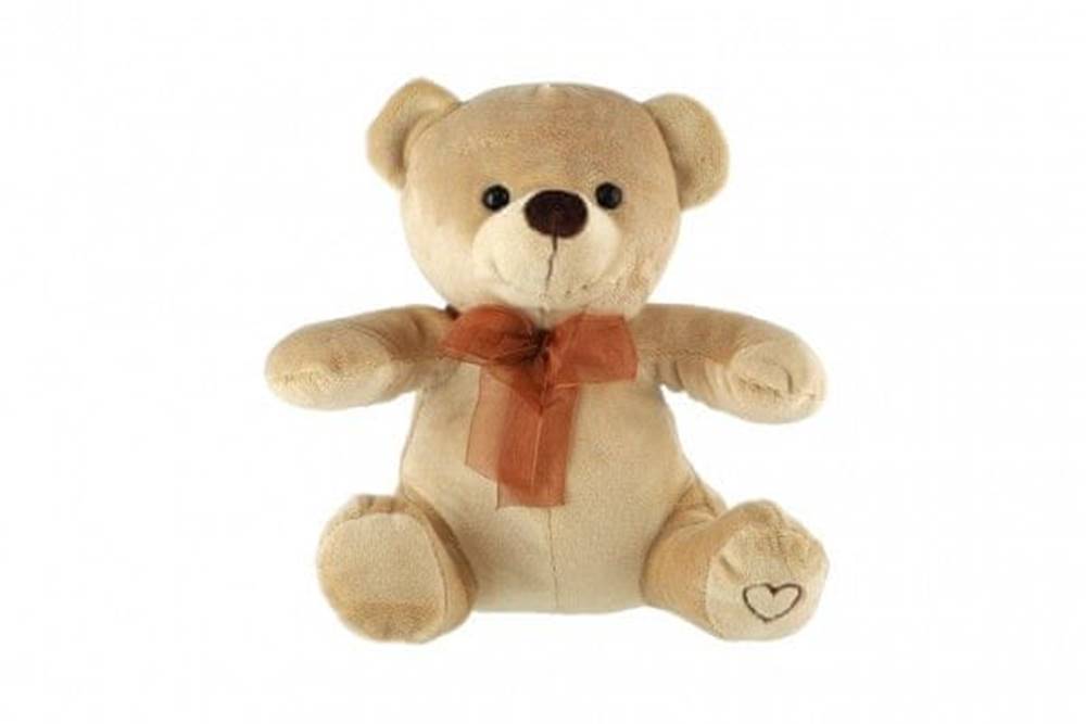 Teddies  Medvěd sedící s mašlí plyš 22cm béžový v sáčku 0+ značky Teddies