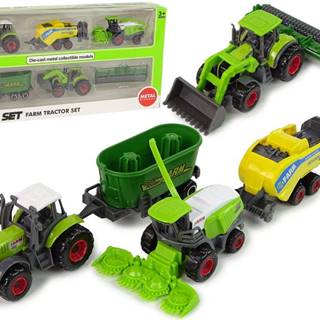 Lean-toys Sada 6 poľnohospodárskych vozidiel Traktor Kombajn Kovové diely