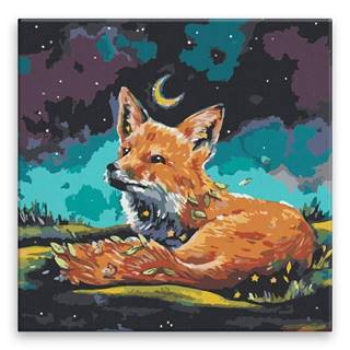 Malujsi Maľovanie podľa čísel - Malá líška na malej palete - 40x40 cm,  plátno vypnuté na rám