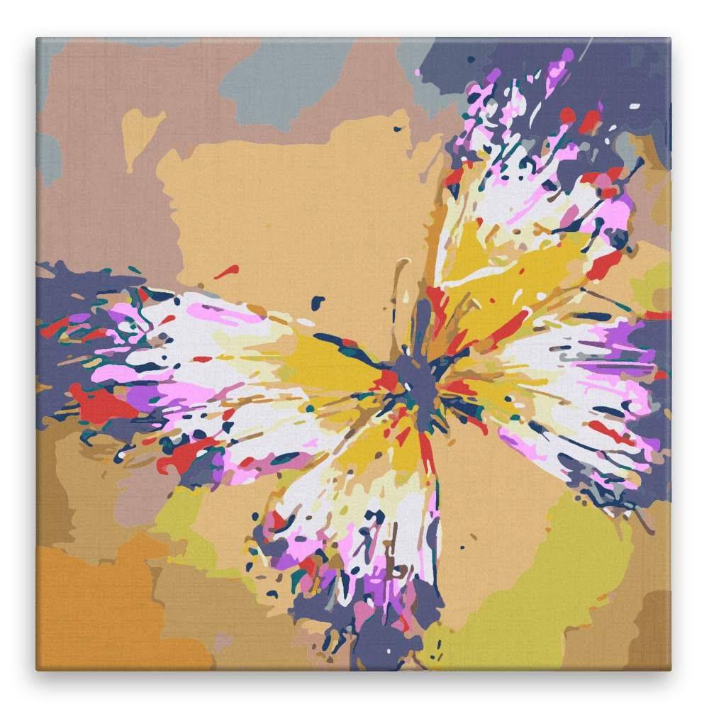 Malujsi  Maľovanie podľa čísel - Farebný motýľ - 40x40 cm,  plátno vypnuté na rám značky Malujsi