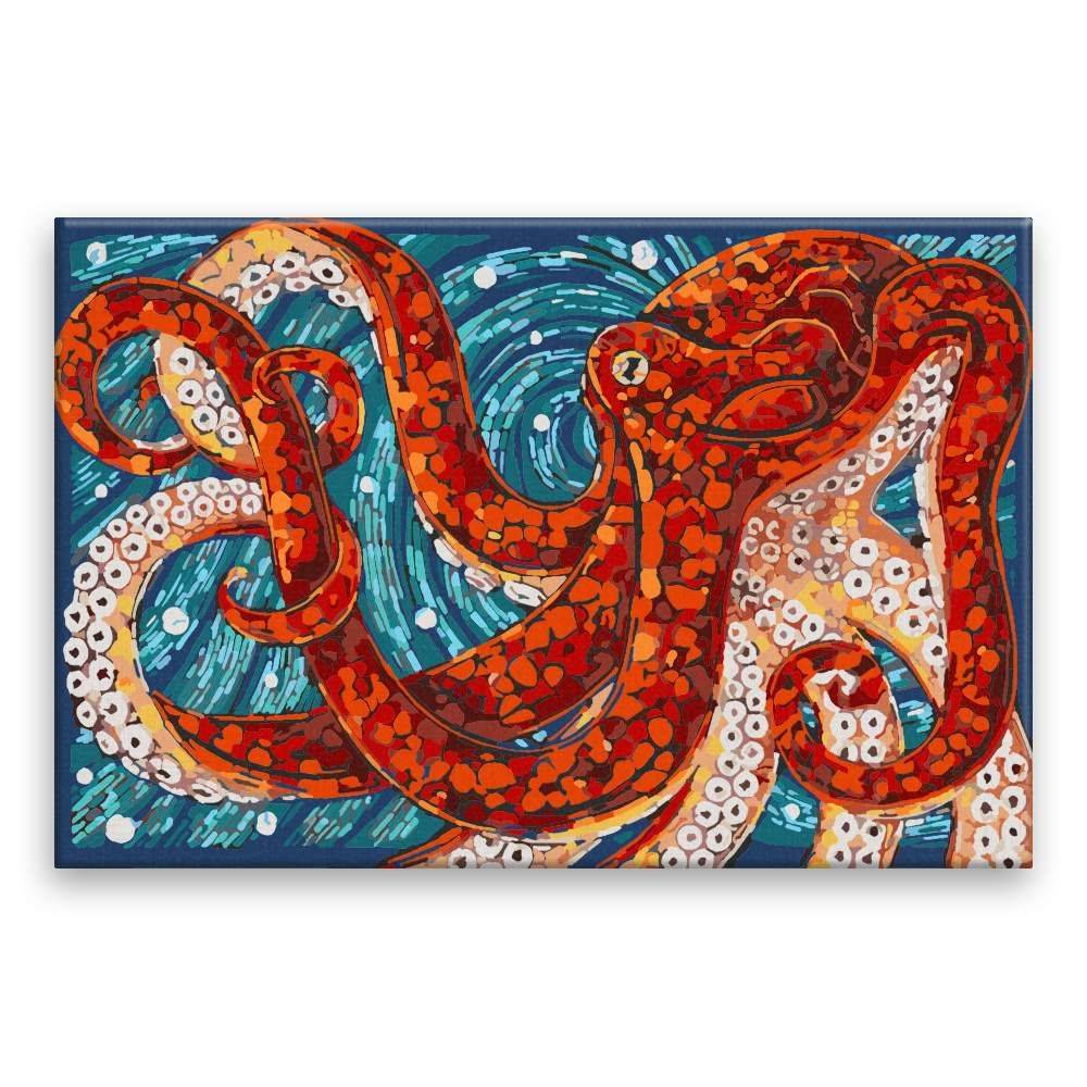 Malujsi  Maľovanie podľa čísel - Chobotnica v mozaike - 120x80 cm,  bez dreveného rámu značky Malujsi