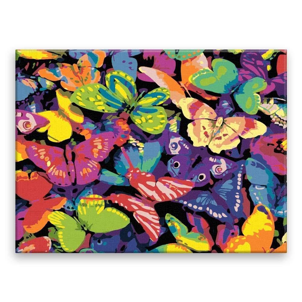 Malujsi  Maľovanie podľa čísel - Motýle vo farbách - 80x60 cm,  plátno vypnuté na rám značky Malujsi