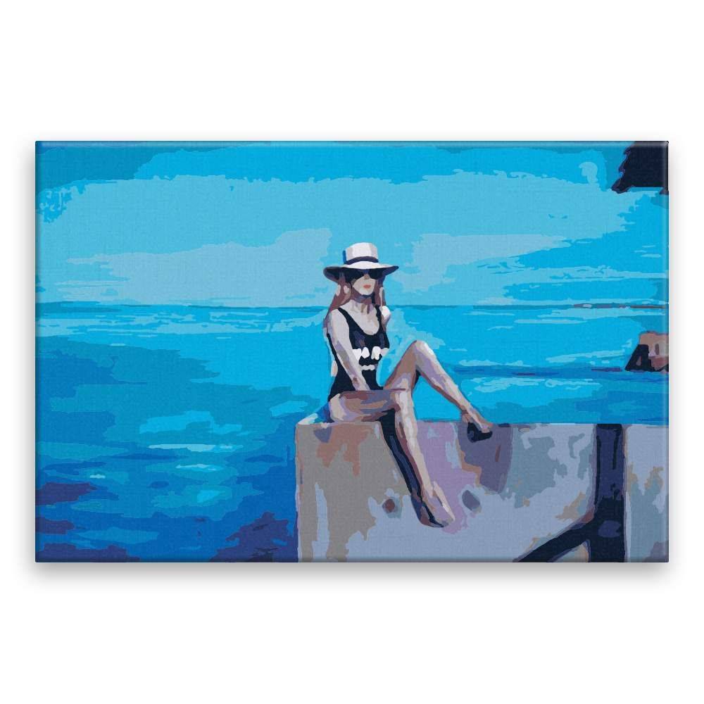 Malujsi  Maľovanie podľa čísel - Pózovanie na móle - 120x80 cm,  plátno vypnuté na rám značky Malujsi