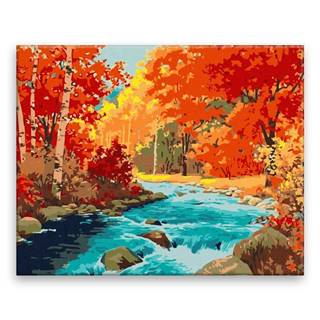 Malujsi Maľovanie podľa čísel - Farebná jesenná krajina - 100x80 cm,  plátno vypnuté na rám