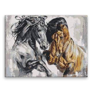 Malujsi Maľovanie podľa čísel - Hravé kone - 80x60 cm,  plátno vypnuté na rám