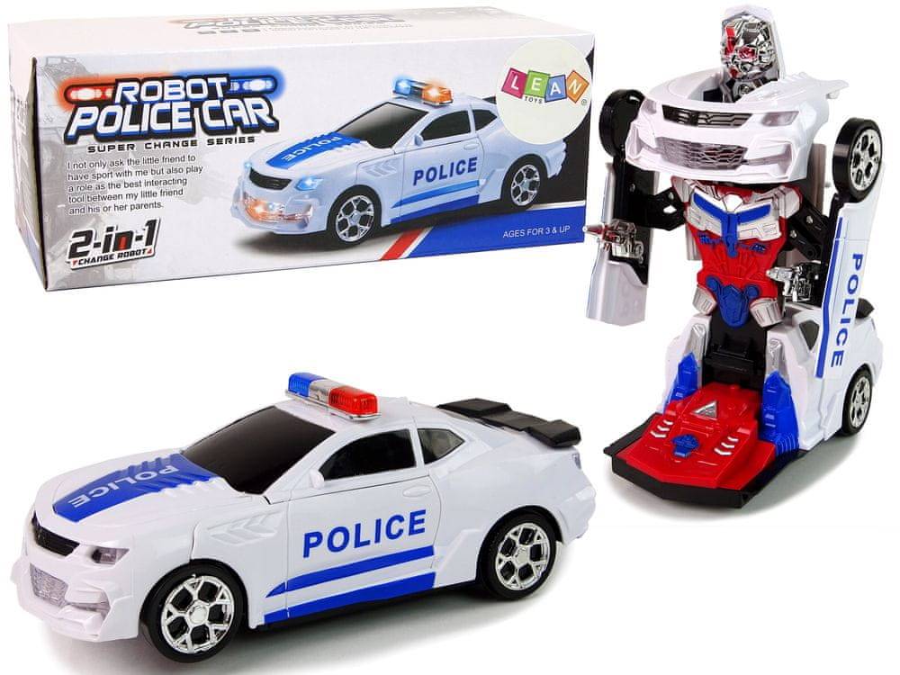 Lean-toys  Policajné auto 2v1 Transformers Zvuky Výstrely Svetlá značky Lean-toys