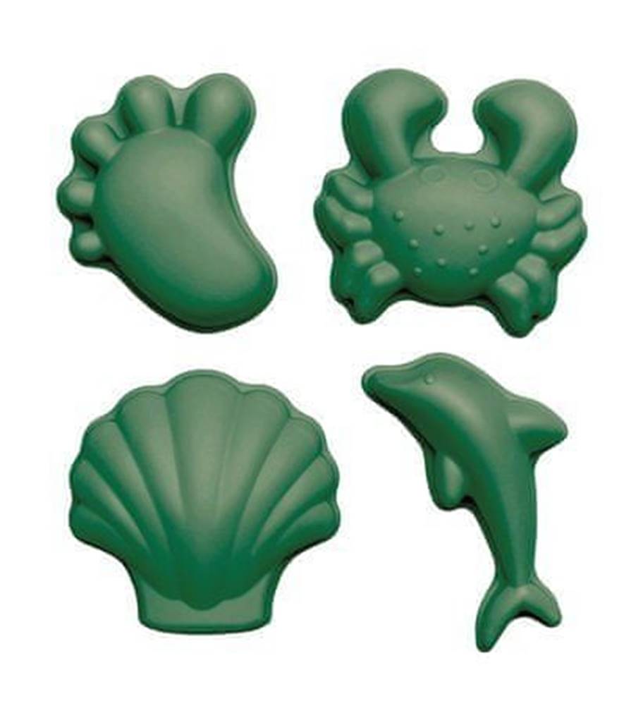 Scrunch  Silikónové formy na piesok 4 ks. - Tmavo zelené značky Scrunch