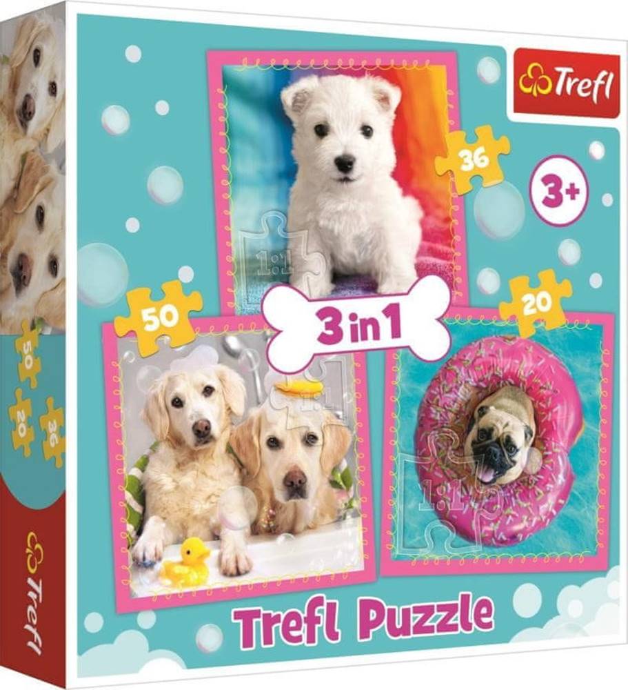 Trefl  Puzzle Šteniatka 3v1 (20, 36, 50 dielikov) značky Trefl