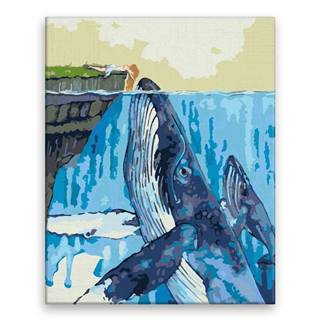 Malujsi Maľovanie podľa čísel - Priateľstvo s veľrybou - 80x100 cm,  plátno vypnuté na rám