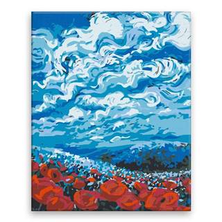 Malujsi  Maľovanie podľa čísel - Tulipány a modrá obloha - 80x100 cm,  plátno vypnuté na rám značky Malujsi