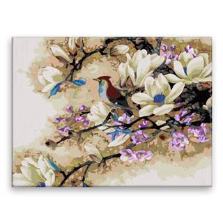 Malujsi  Maľovanie podľa čísel - Vták v kvete - 80x60 cm,  plátno vypnuté na rám značky Malujsi