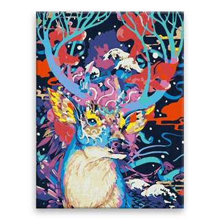 Malujsi  Maľovanie podľa čísel - Jeleň vo farbách - 30x40 cm,  bez dreveného rámu značky Malujsi