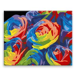 Malujsi Maľovanie podľa čísel - Kvety vo farbách - 50x40 cm,  plátno vypnuté na rám