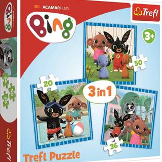 Trefl Puzzle Bing: Zábava s priateľmi 3v1 (20, 36, 50 dielikov)