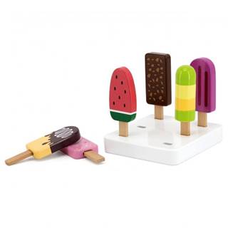 Viga Toys Sada drevených zmrzlinových tyčiniek so stojanom 6 ks.